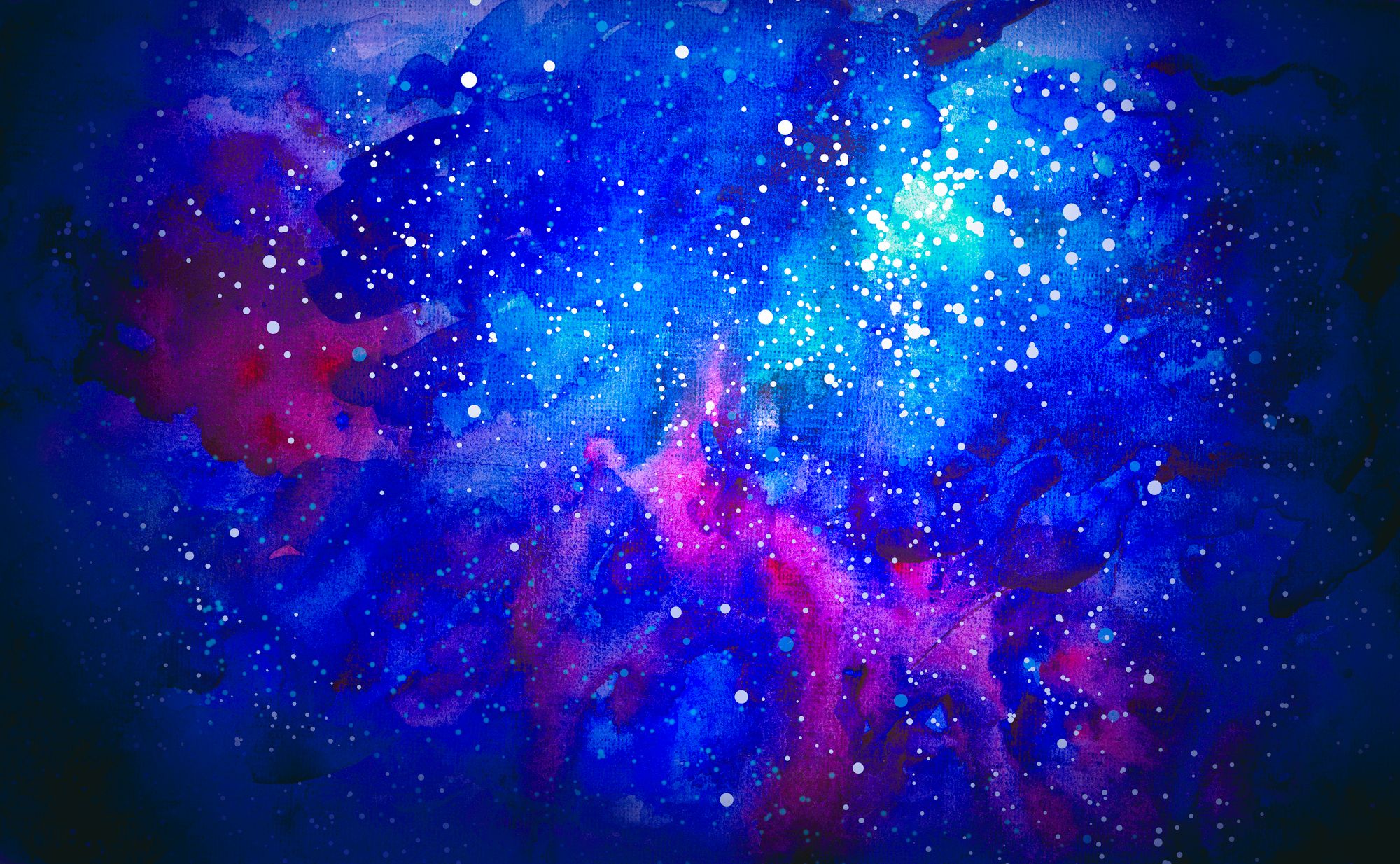 A watercolor painting of purples, blues, and pinks in a nebulae pattern.